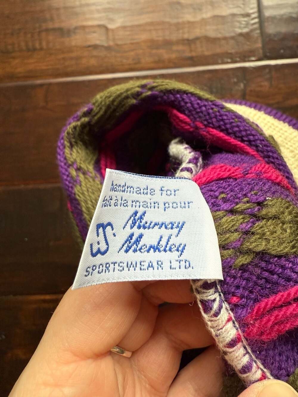 Vintage 80s Murray Merkley Handmade Virgin Wool Tassel Pom Beanie Ski Hat - Picture 3 of 4